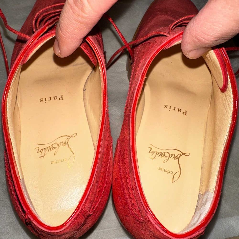 Christian Louboutin 
Red Suede Shoes
Pre loved in excellent condition.
Authentic - Picture 7 of 9